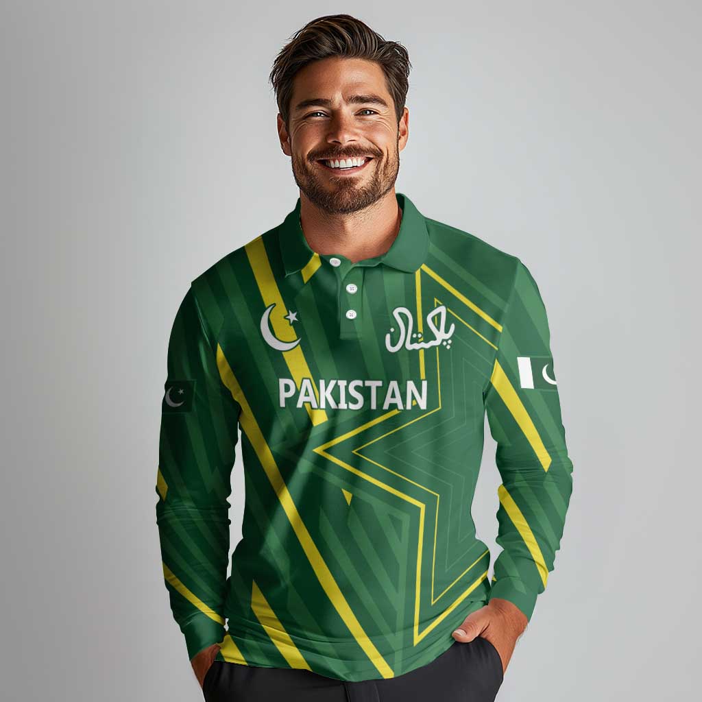 Pakistan Cricket Custom Long Sleeve Polo Shirt Shaheen Falcon Go Champions