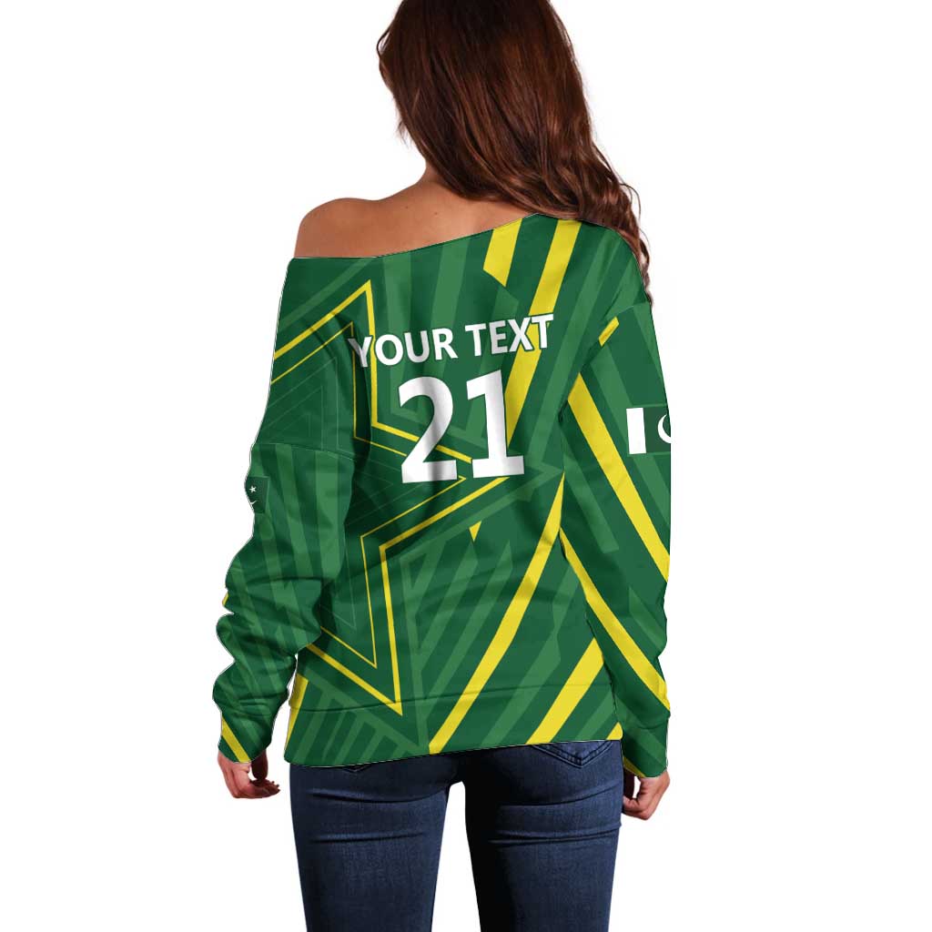 Pakistan Cricket Custom Off Shoulder Sweater Shaheen Falcon Go Champions