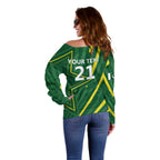 Pakistan Cricket Custom Off Shoulder Sweater Shaheen Falcon Go Champions