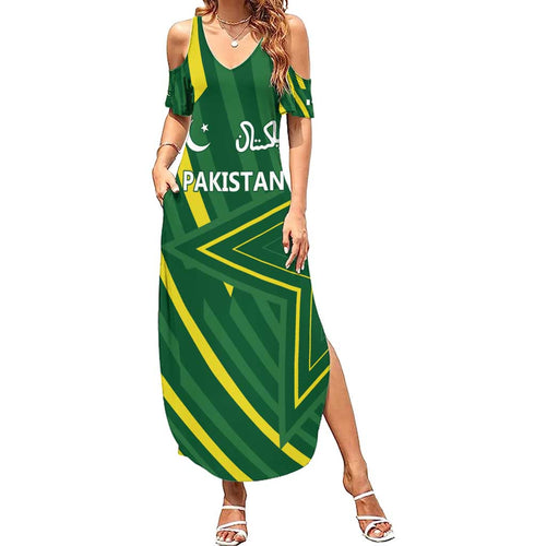 Pakistan Cricket Custom Summer Maxi Dress Shaheen Falcon Go Champions