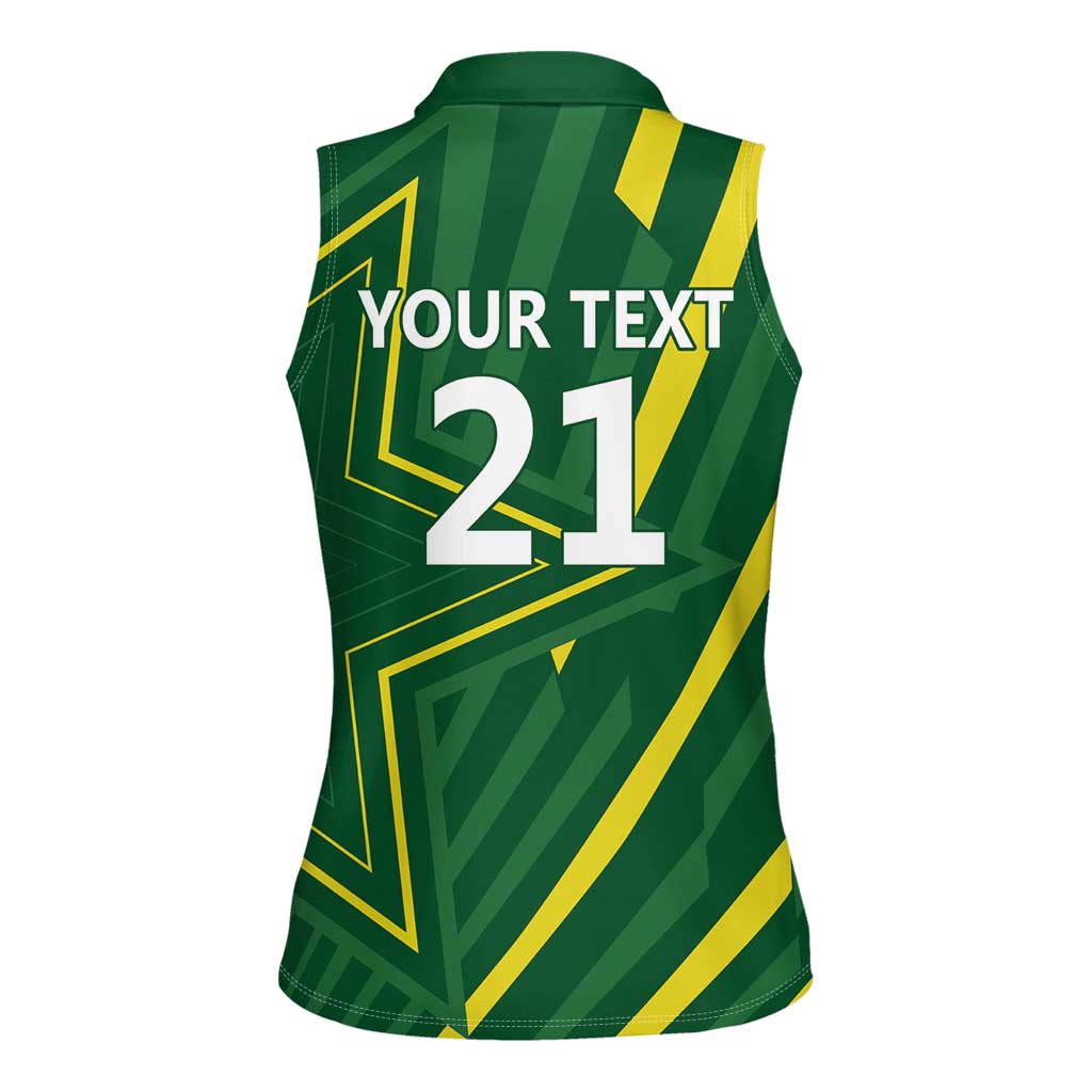 Pakistan Cricket Custom Women Sleeveless Polo Shirt Shaheen Falcon Go Champions