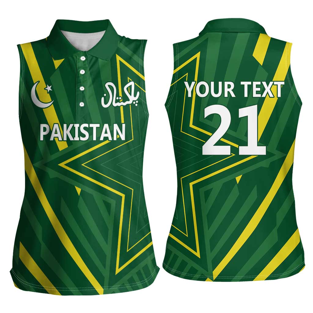 Pakistan Cricket Custom Women Sleeveless Polo Shirt Shaheen Falcon Go Champions