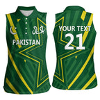 Pakistan Cricket Custom Women Sleeveless Polo Shirt Shaheen Falcon Go Champions