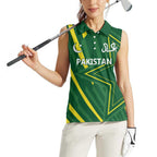 Pakistan Cricket Custom Women Sleeveless Polo Shirt Shaheen Falcon Go Champions