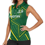 Pakistan Cricket Custom Women Sleeveless Polo Shirt Shaheen Falcon Go Champions