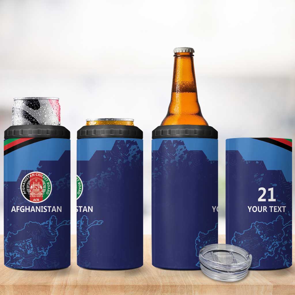 Afghan Atalans Cricket Custom 4 in 1 Can Cooler Tumbler Afghanistan Map with Sporty Style