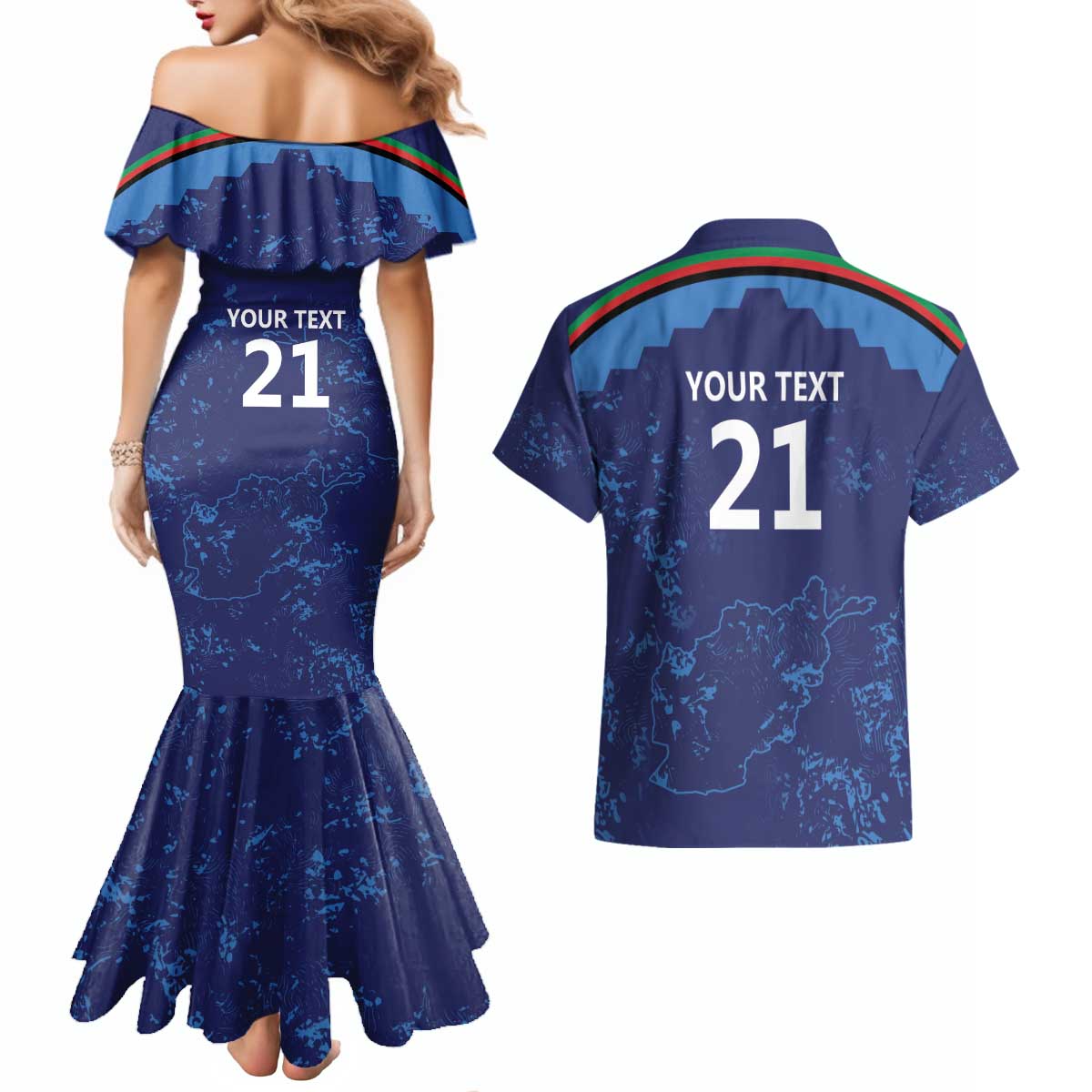 Afghan Atalans Cricket Custom Couples Matching Mermaid Dress and Hawaiian Shirt Afghanistan Map with Sporty Style
