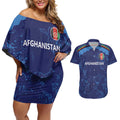 Afghan Atalans Cricket Custom Couples Matching Off Shoulder Short Dress and Hawaiian Shirt Afghanistan Map with Sporty Style