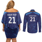 Afghan Atalans Cricket Custom Couples Matching Off Shoulder Short Dress and Long Sleeve Button Shirt Afghanistan Map with Sporty Style