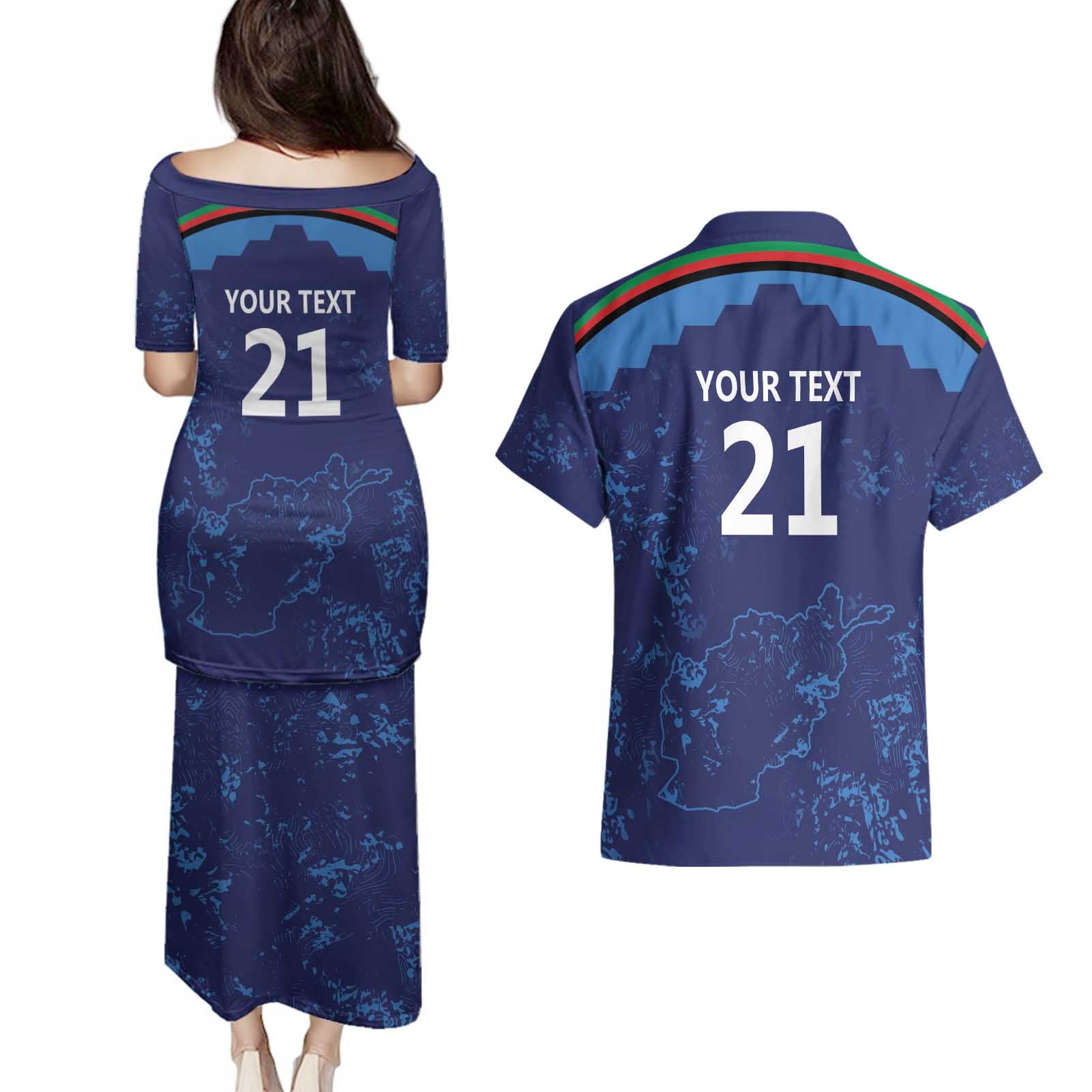 Afghan Atalans Cricket Custom Couples Matching Puletasi and Hawaiian Shirt Afghanistan Map with Sporty Style