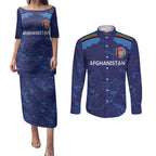 Afghan Atalans Cricket Custom Couples Matching Puletasi and Long Sleeve Button Shirt Afghanistan Map with Sporty Style