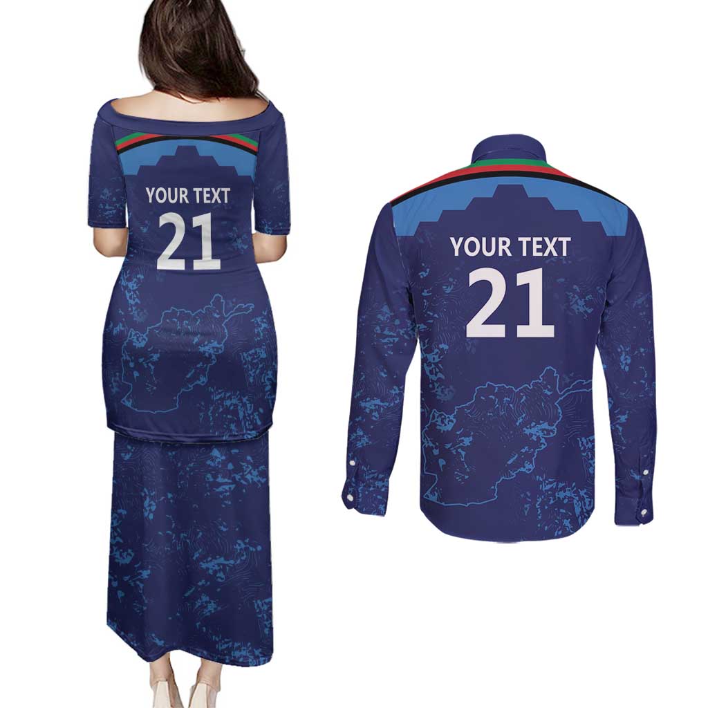 Afghan Atalans Cricket Custom Couples Matching Puletasi and Long Sleeve Button Shirt Afghanistan Map with Sporty Style