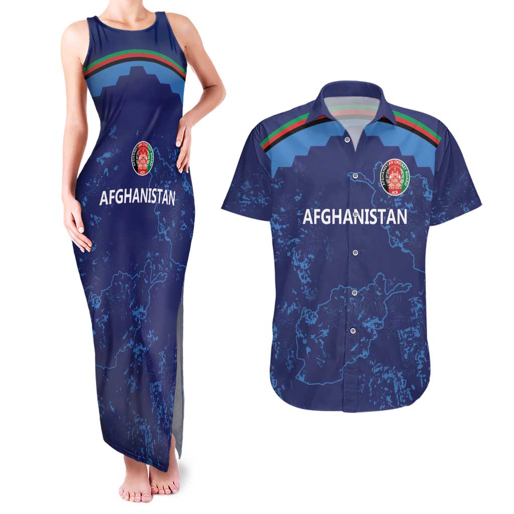 Afghan Atalans Cricket Custom Couples Matching Tank Maxi Dress and Hawaiian Shirt Afghanistan Map with Sporty Style