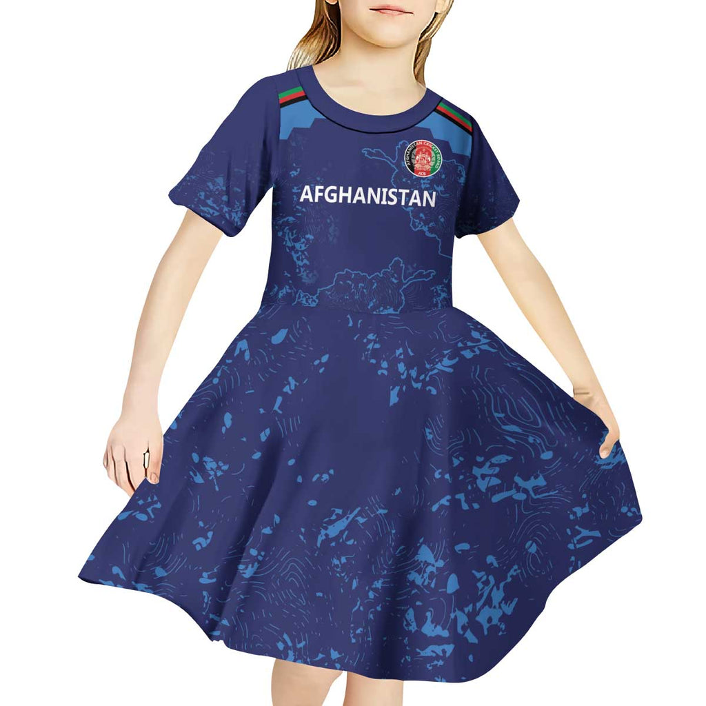 Afghan Atalans Cricket Custom Kid Short Sleeve Dress Afghanistan Map with Sporty Style