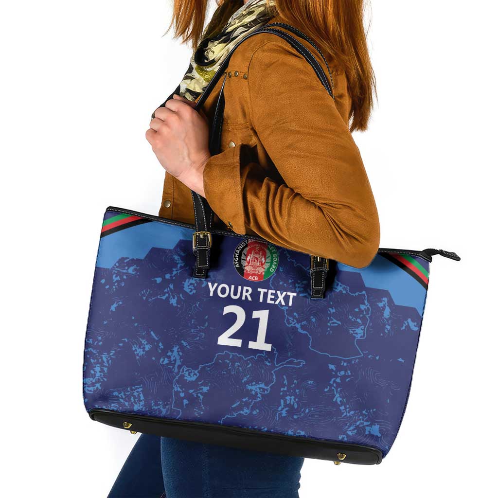 Afghan Atalans Cricket Custom Leather Tote Bag Afghanistan Map with Sporty Style