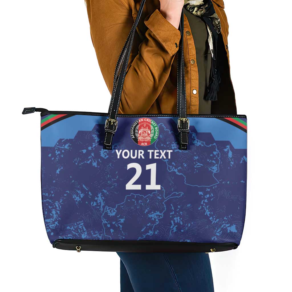 Afghan Atalans Cricket Custom Leather Tote Bag Afghanistan Map with Sporty Style