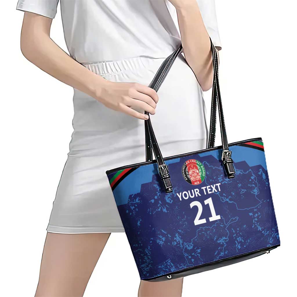 Afghan Atalans Cricket Custom Leather Tote Bag Afghanistan Map with Sporty Style