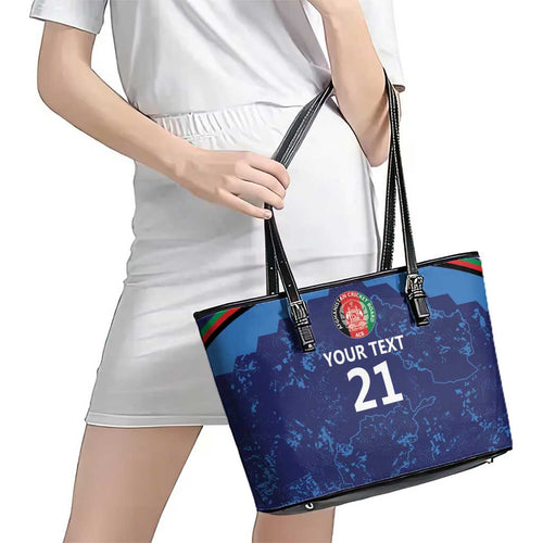 Afghan Atalans Cricket Custom Leather Tote Bag Afghanistan Map with Sporty Style
