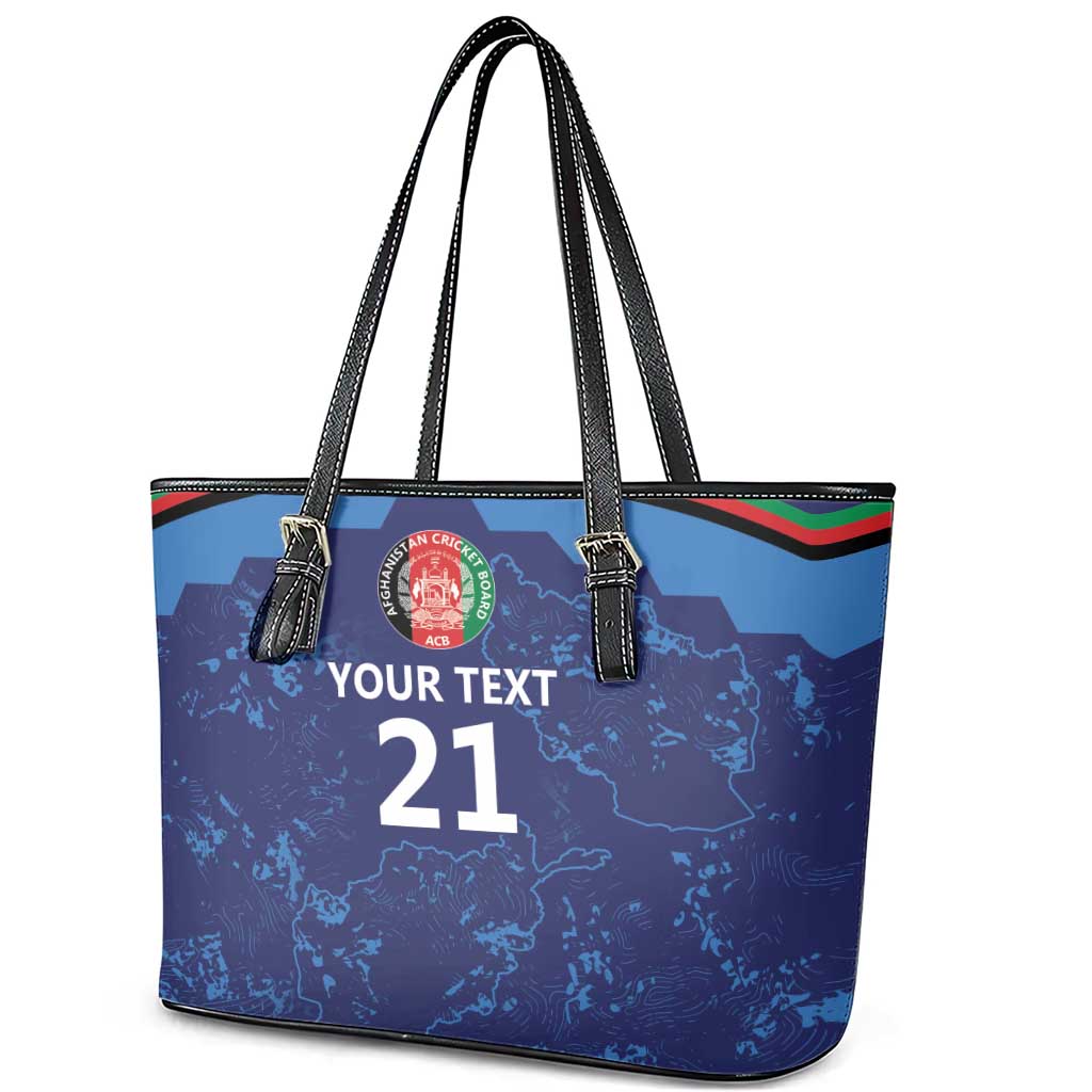 Afghan Atalans Cricket Custom Leather Tote Bag Afghanistan Map with Sporty Style