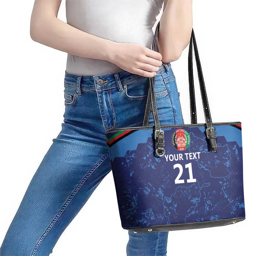 Afghan Atalans Cricket Custom Leather Tote Bag Afghanistan Map with Sporty Style