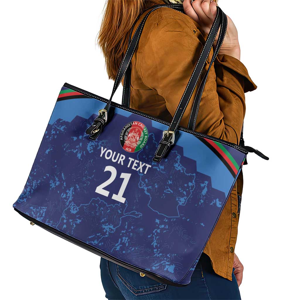 Afghan Atalans Cricket Custom Leather Tote Bag Afghanistan Map with Sporty Style