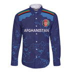 Afghan Atalans Cricket Custom Long Sleeve Button Shirt Afghanistan Map with Sporty Style