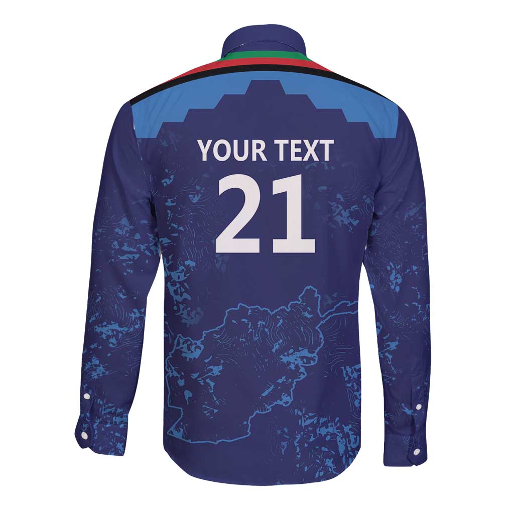 Afghan Atalans Cricket Custom Long Sleeve Button Shirt Afghanistan Map with Sporty Style