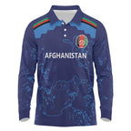 Afghan Atalans Cricket Custom Long Sleeve Polo Shirt Afghanistan Map with Sporty Style