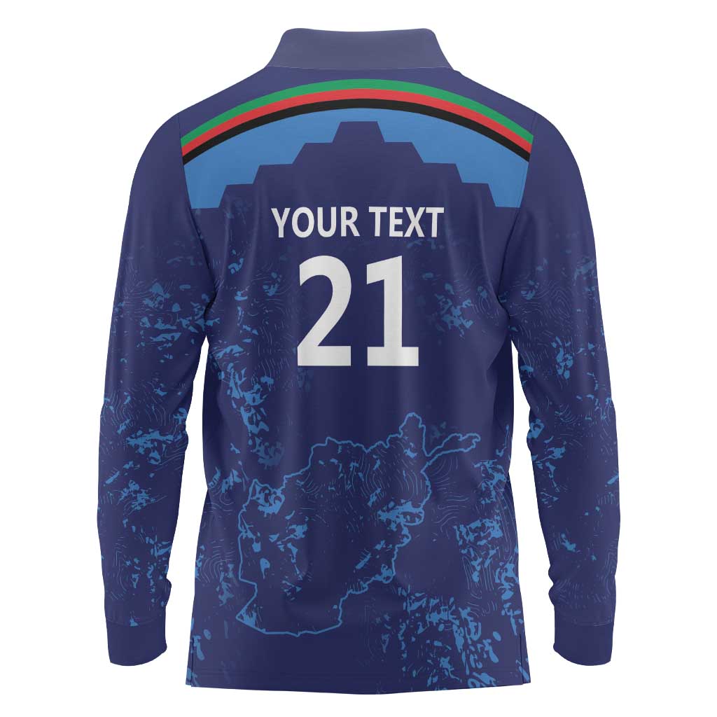 Afghan Atalans Cricket Custom Long Sleeve Polo Shirt Afghanistan Map with Sporty Style