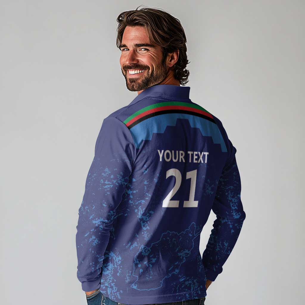 Afghan Atalans Cricket Custom Long Sleeve Polo Shirt Afghanistan Map with Sporty Style