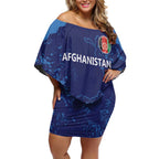 Afghan Atalans Cricket Custom Off Shoulder Short Dress Afghanistan Map with Sporty Style