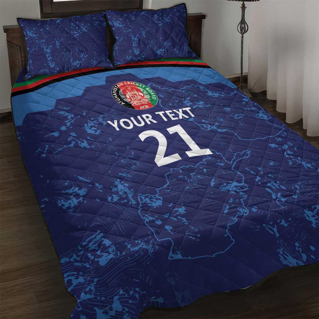 Afghan Atalans Cricket Custom Quilt Bed Set Afghanistan Map with Sporty Style