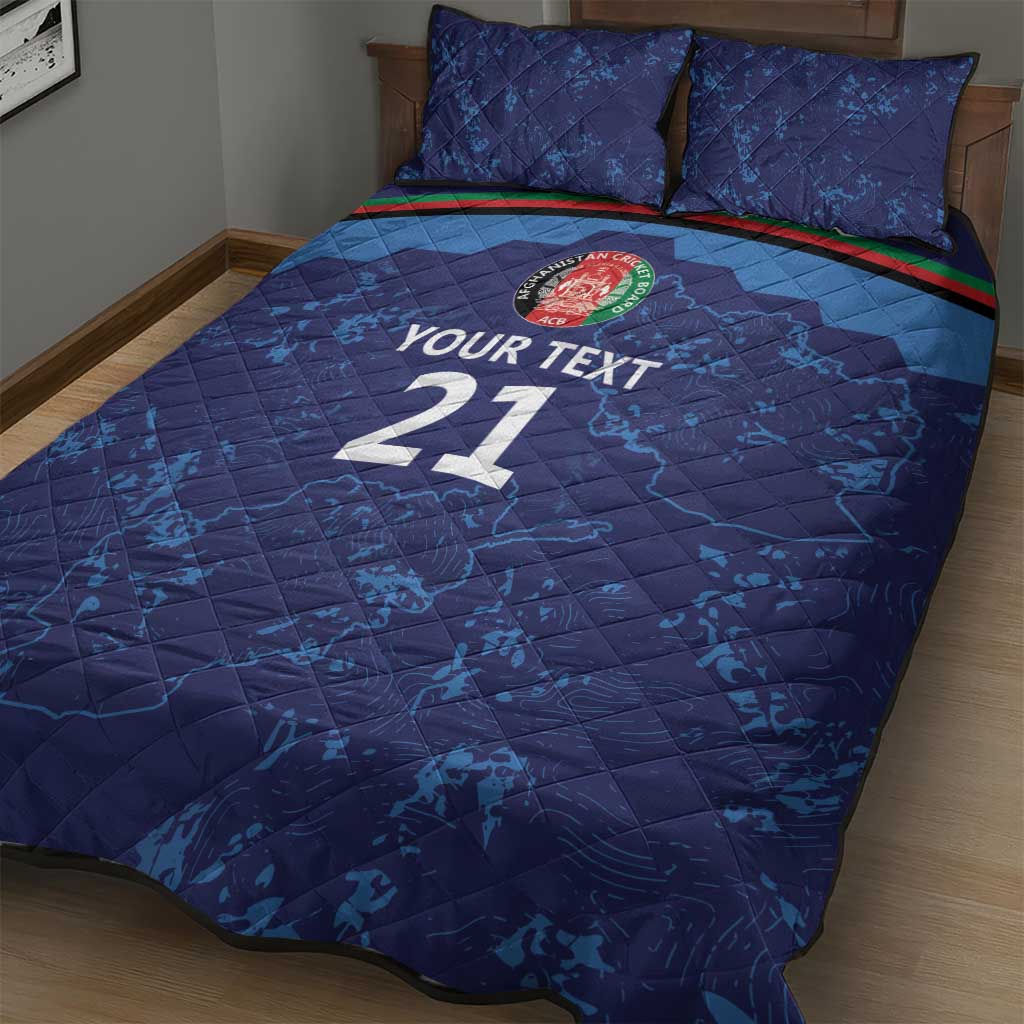 Afghan Atalans Cricket Custom Quilt Bed Set Afghanistan Map with Sporty Style