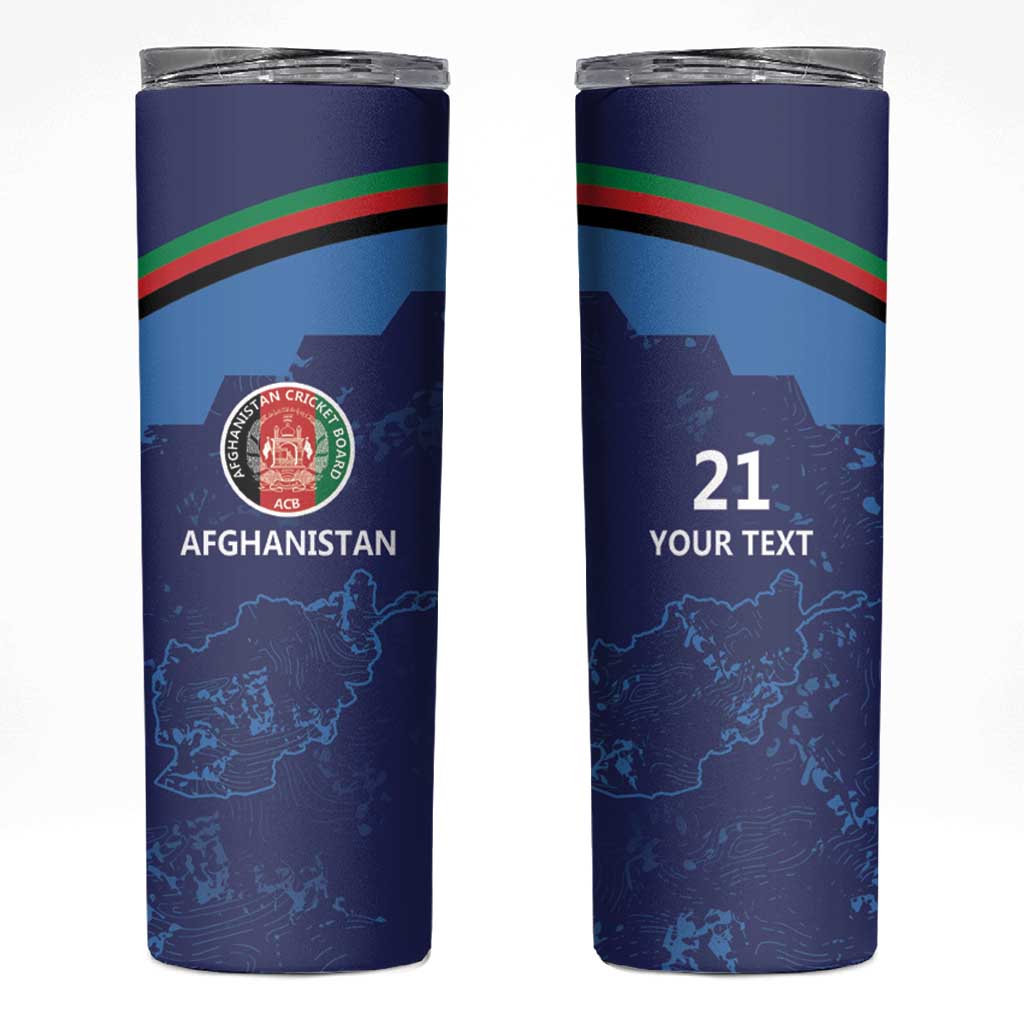 Afghan Atalans Cricket Custom Skinny Tumbler Afghanistan Map with Sporty Style
