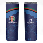 Afghan Atalans Cricket Custom Skinny Tumbler Afghanistan Map with Sporty Style
