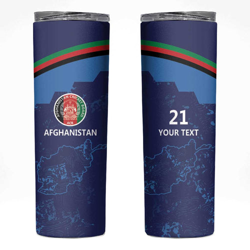 Afghan Atalans Cricket Custom Skinny Tumbler Afghanistan Map with Sporty Style