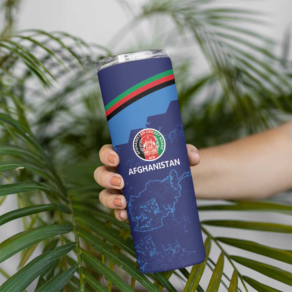 Afghan Atalans Cricket Custom Skinny Tumbler Afghanistan Map with Sporty Style