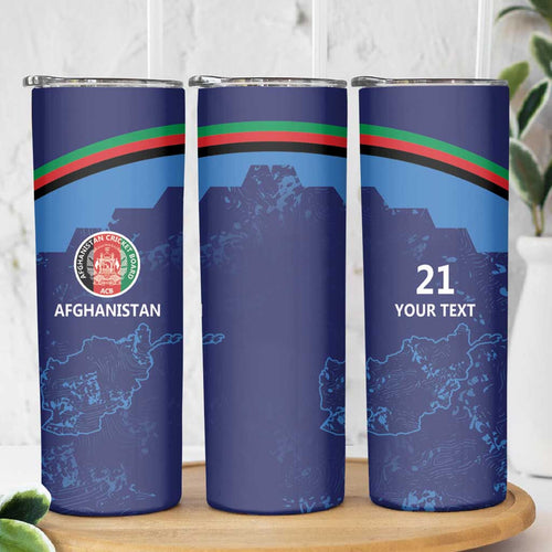 Afghan Atalans Cricket Custom Skinny Tumbler Afghanistan Map with Sporty Style