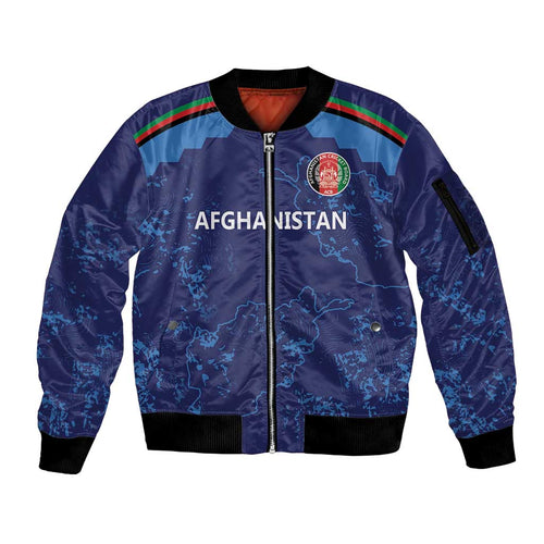 Afghan Atalans Cricket Custom Sleeve Zip Bomber Jacket Afghanistan Map with Sporty Style