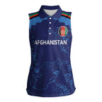 Afghan Atalans Cricket Custom Women Sleeveless Polo Shirt Afghanistan Map with Sporty Style