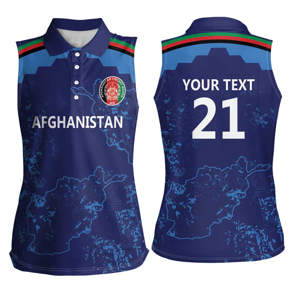 Afghan Atalans Cricket Custom Women Sleeveless Polo Shirt Afghanistan Map with Sporty Style