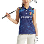 Afghan Atalans Cricket Custom Women Sleeveless Polo Shirt Afghanistan Map with Sporty Style