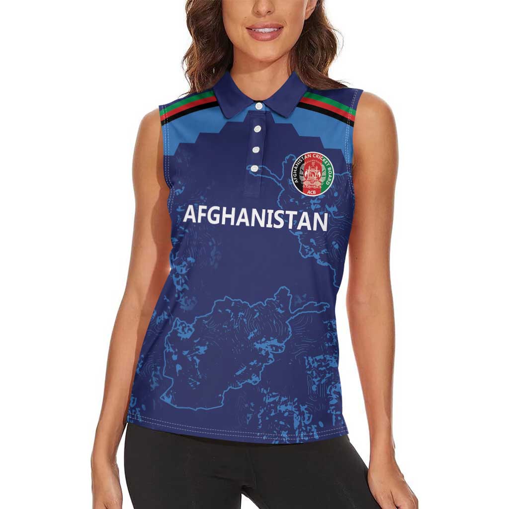 Afghan Atalans Cricket Custom Women Sleeveless Polo Shirt Afghanistan Map with Sporty Style