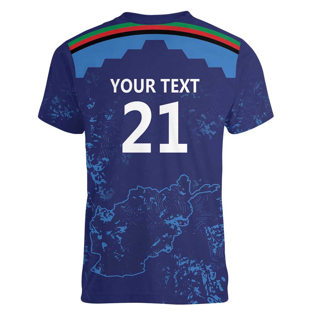 Afghan Atalans Cricket Custom Women V-Neck T-Shirt Afghanistan Map with Sporty Style