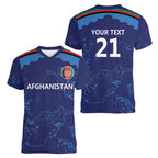 Afghan Atalans Cricket Custom Women V-Neck T-Shirt Afghanistan Map with Sporty Style
