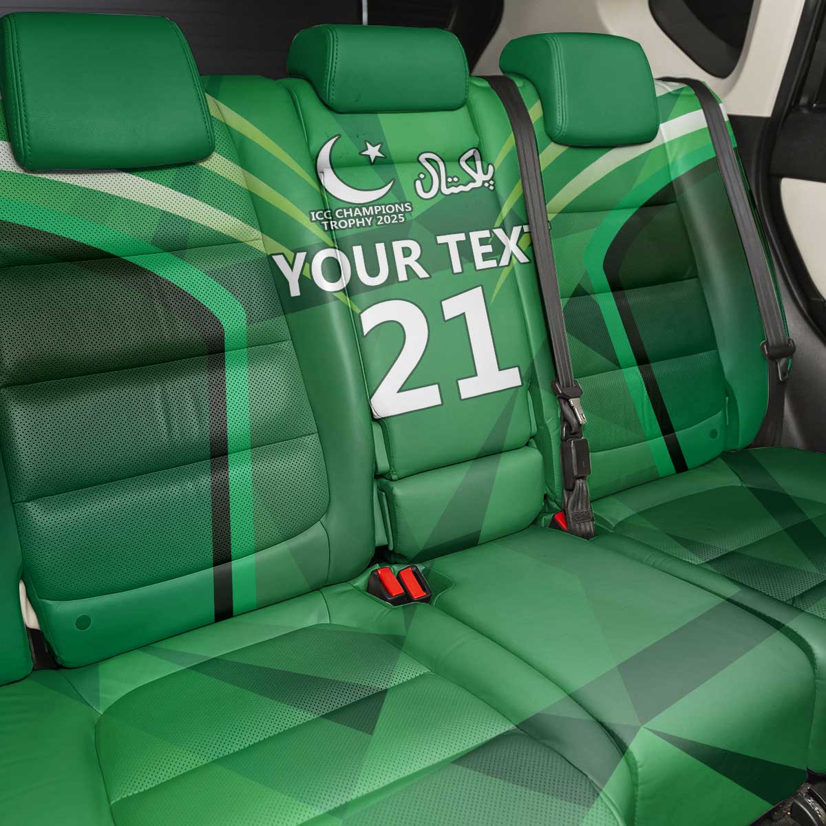 Pakistan Cricket Custom Back Car Seat Cover The Green Shirts with Sporty Pattern