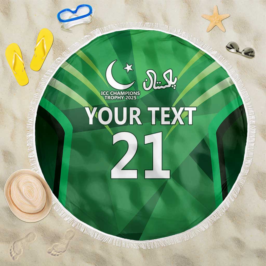 Pakistan Cricket Custom Beach Blanket The Green Shirts with Sporty Pattern