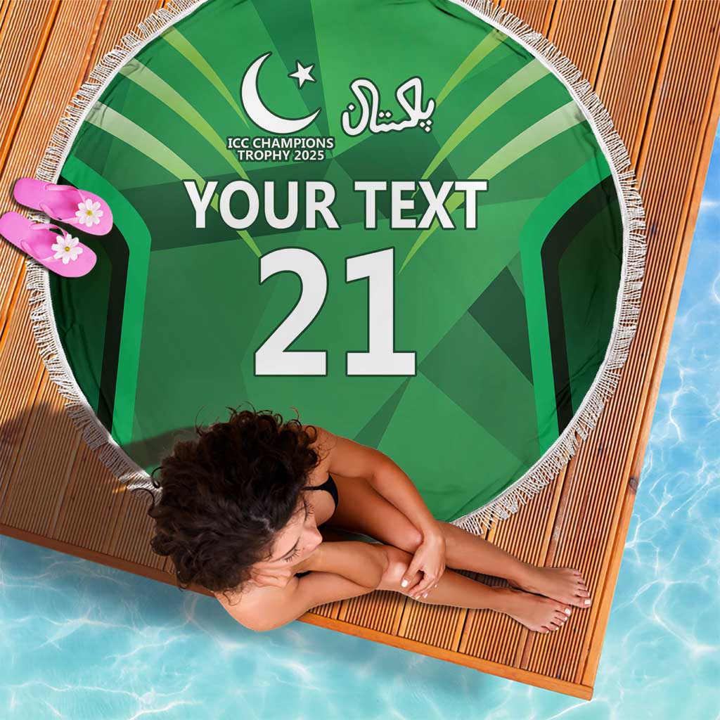 Pakistan Cricket Custom Beach Blanket The Green Shirts with Sporty Pattern