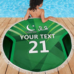 Pakistan Cricket Custom Beach Blanket The Green Shirts with Sporty Pattern