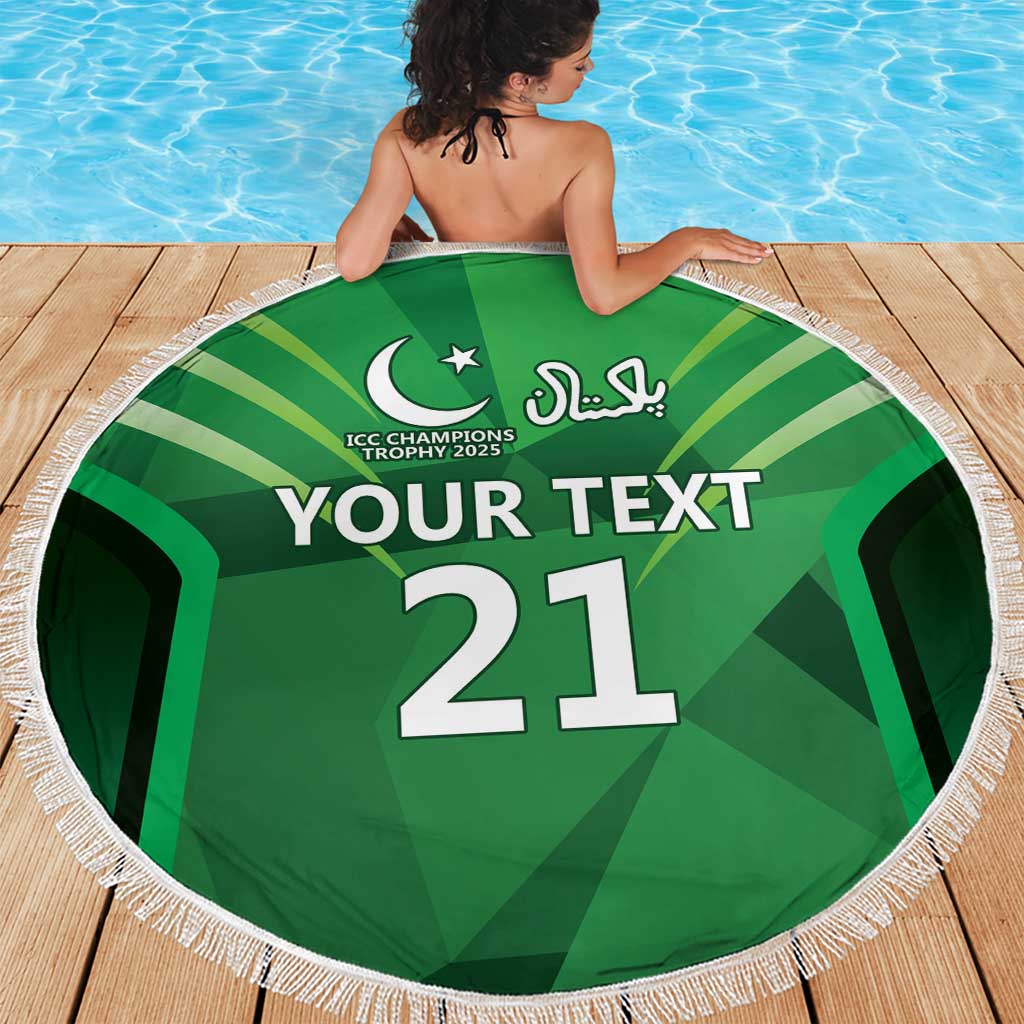 Pakistan Cricket Custom Beach Blanket The Green Shirts with Sporty Pattern